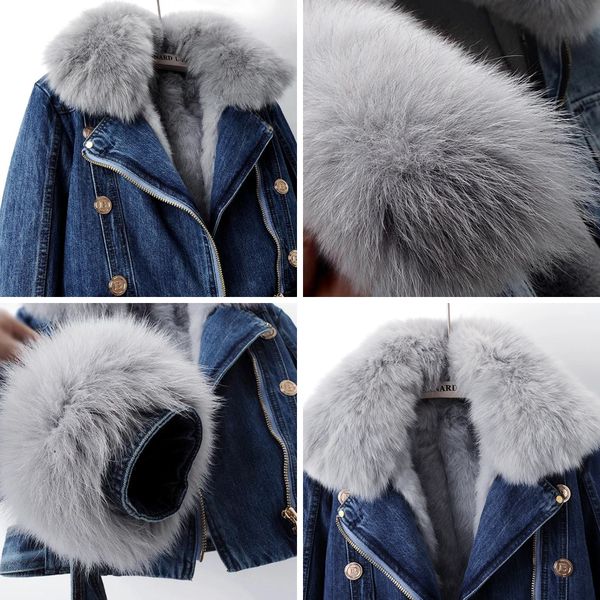 Marguerite Luxe Lined Fox Fur Denim Jacket