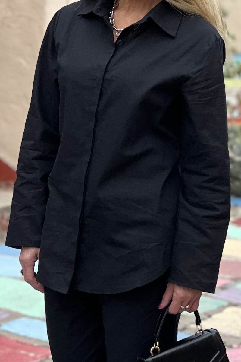 Oversized 100% Cotton Shirt and Wide-Leg Pants Set